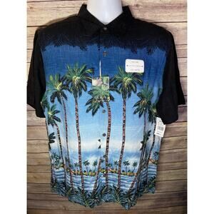 Campia NWT Hawaiian Shirt Men’s Large Palm Trees Button Up Aloha Tropical Beach